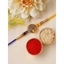 eCraftIndia Peacock Rakhi for Brother with Sibling Agreement & Roli Chawal Pack-picture-39