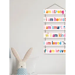 eCraftIndia Pink & White Kids Affirmations Printed Wooden Wall Hangings-picture-12