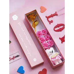 eCraftIndia Pink Rose Flowers & Teddy Bear Valentine's Day Gift Set-picture-20