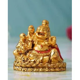 ecraftindia Polyresin Feng Shui Laughing Buddha with 5 Children Decorative Showpiece-picture-30