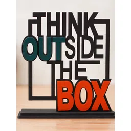 eCraftIndia Red & Black Wooden Think Outside The Box Quote Decorative Showpiece-picture-28