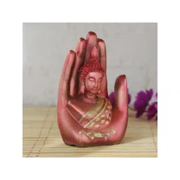 eCraftIndia Red and Golden Handcrafted Palm Buddha-picture-33