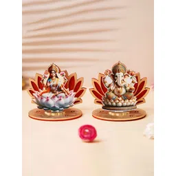 eCraftIndia Red & White 2 Pieces Religious Wooden Figurine Showpieces-picture-25