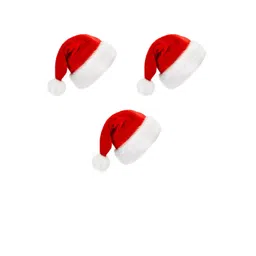 eCraftIndia Red & White 3 Pieces Velvet Classic Fur Merry Christmas Hats Festive Decor-picture-30