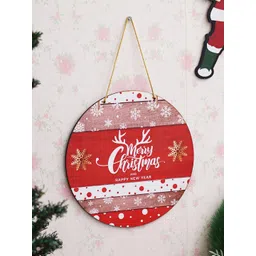 eCraftIndia Red & White Printed Wooden Hanging Wall Decor-picture-18
