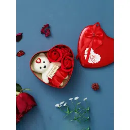 eCraftIndia Red & White Roses and Teddy Bear Gift Box-picture-23