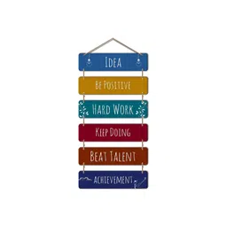 eCraftIndia Red & Yellow Idea Be Positive Hard Work Keep Doing Achievement Wall Hanging image 3