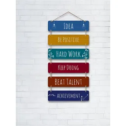 eCraftIndia Red & Yellow Idea Be Positive Hard Work Keep Doing Achievement Wall Hanging image 2