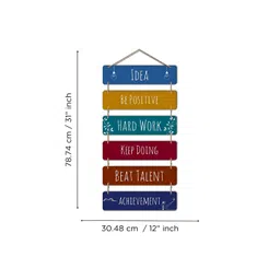 eCraftIndia Red & Yellow Idea Be Positive Hard Work Keep Doing Achievement Wall Hanging image 4