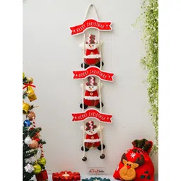 eCraftIndia Red Snowman Climbing on Rope Merry Christmas Wall Hanging-picture-15