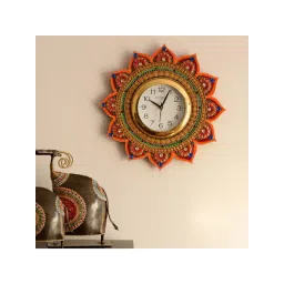 eCraftIndia Royal and Elegant Decorative Papier-Mache Wooden Handcrafted Wall Clock-picture-29