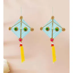 ecraftindia Set of 2 Assorted Multicolor Woolen Kite Hanging Decoration-picture-11