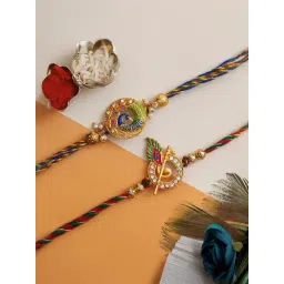 eCraftIndia Set of 2 Beautiful Peacock, Peacock Feather with Flute Rakhis,-picture-14