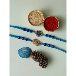 eCraftIndia Set of 2 Evil Eye Rakhis for Brothers with Sibling Agreement & Roli Chawal Pack-picture-29