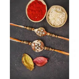 eCraftIndia Set of 2 Floral Rakhis for Brothers with Sibling Agreement & Roli Chawal Pack-picture-18