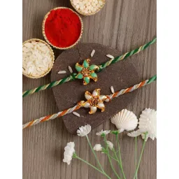 eCraftIndia Set of 2 Floral Rakhis with Sibling Agreement & Roli Chawal Pack-picture-18