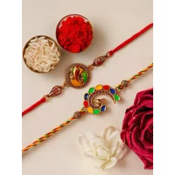 eCraftIndia Set of 2 Lord Ganesha and Peacock Rakhis for Brothers-picture-17