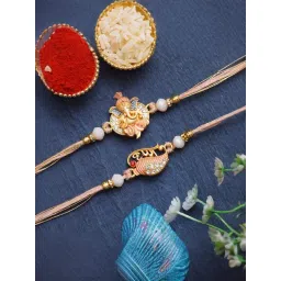 eCraftIndia Set of 2 Lord Ganesha, Krishna Rakhis for Brother, Bhabhi, Kids-picture-32