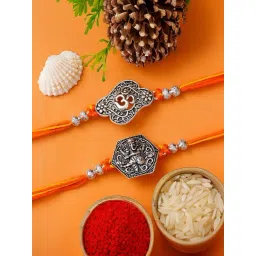 eCraftIndia Set of 2 Lord Ganesha, Om Symbol Religious Rakhis for Brothers-picture-35
