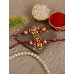 eCraftIndia Set of 2 Multicolor Lord Krishna Religious Rakhis with Sibling Agreement & Roli Chawal-picture-13