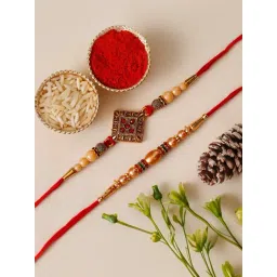 eCraftIndia Set of 2 Pearl Diamond Rakhis for Brothers with Sibling Agreement & Roli Chawal Pack-picture-46