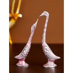 eCraftIndia Set of 2 Pink & Silver-Toned Handcrafted Kissing Swan Couple Showpieces-picture-25