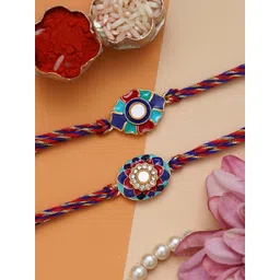 eCraftIndia Set of 2 Stone-Studded Rakhi With Roli Chawal-picture-38