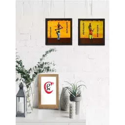 eCraftIndia Set of 2 Tribal Lady Satin Matt Texture UV Art Painting-picture-16