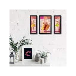 eCraftIndia Set of 3 Abstract Dancing Lady Satin Matt Texture UV Art Painting-picture-27