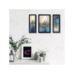 eCraftIndia Set of 3 Abstract Dancing Lady Satin Matt Texture UV Art Painting-picture-26