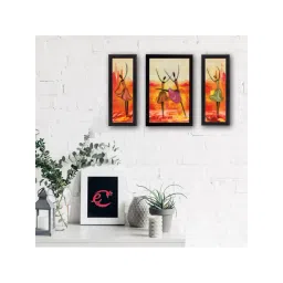 eCraftIndia Set of 3 Abstract Dancing Lady Satin Matt Texture UV Art Painting-picture-29