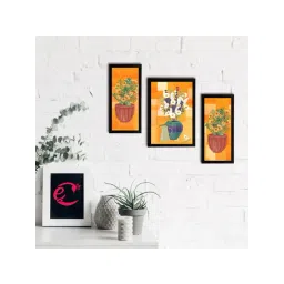 eCraftIndia Set of 3 Botanical and Floral Satin Matt Textured UV Art Painting-picture-41