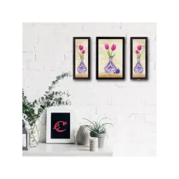 eCraftIndia Set Of 3 Botanical Floral Satin Matt Texture UV Art Painting-picture-32