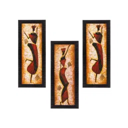 eCraftIndia Set Of 3 Dancing Lady Satin Matt Texture UV Art Painting-picture-21