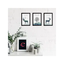 eCraftIndia Set Of 3 Deer Satin Matt Texture UV Art Painting-picture-31