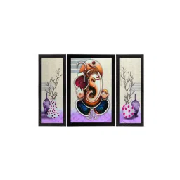 eCraftIndia Set Of 3 Ganesha Satin Matt Texture UV Art Painting-picture-20