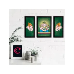 eCraftIndia Set of 3 Lord Ganesha Satin Matt Texture UV Art Painting-picture-18