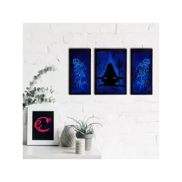 eCraftIndia Set of 3 Lord Shiva Satin Matt Textured UV Art Painting-picture-38