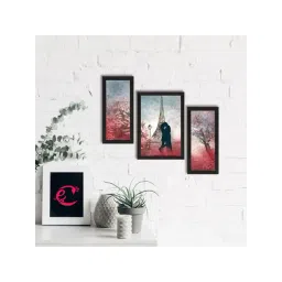 eCraftIndia Set of 3 Loving Couple near Eiffel Tower Satin Matt Texture UV Art Painting-picture-10