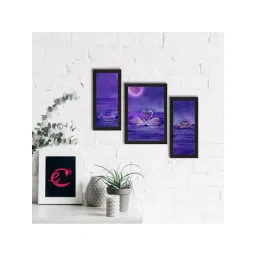 eCraftIndia Set of 3 Loving Swan Couple Satin Matt Texture UV Art Painting-picture-33