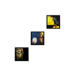 eCraftIndia Set Of 3 Meditating Buddha Satin Matt Texture UV Art Painting-picture-21