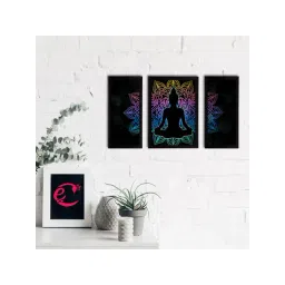 eCraftIndia Set of 3 Meditating Lord Buddha Satin Matt Textured UV Art Painting-picture-34