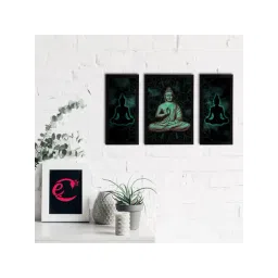 eCraftIndia Set of 3 Meditating Lord Buddha Satin Matt Textured UV Art Painting-picture-38