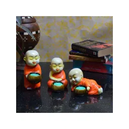eCraftIndia Set of 3 Monks Candle Holder - Orange-picture-32