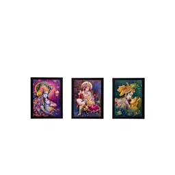 eCraftIndia Set of 3 Multicoloured Radha Krishna UV Wall Art-picture-35