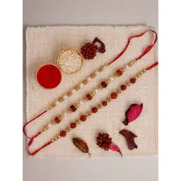eCraftIndia Set of 3 Pearl, Diamond, Rudraksha Rakhis with Sibling Agreement & Roli Chawal Pack-picture-11