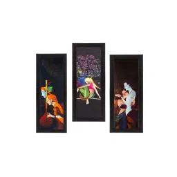 eCraftIndia Set Of 3 Radha Krishna Satin Matt Texture UV Art Painting-picture-26