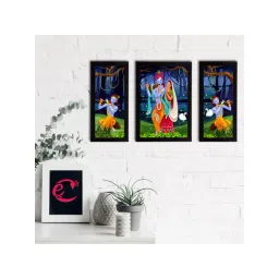 eCraftIndia Set of 3 Radha Krishna Satin Matt Texture UV Art Painting-picture-37
