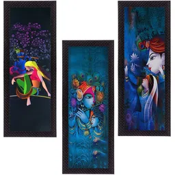 ecraftindia Set Of 3 Radha Krishna Satin Matt Textured Canvas 53.34 cm x 40.64 cm Painting-picture-16