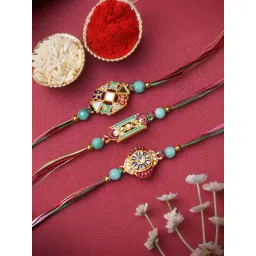 eCraftIndia Set of 3 Rakhis for Brother, Bhabhi, Kids with Sibling Agreement & Roli Chawal Pack-picture-37